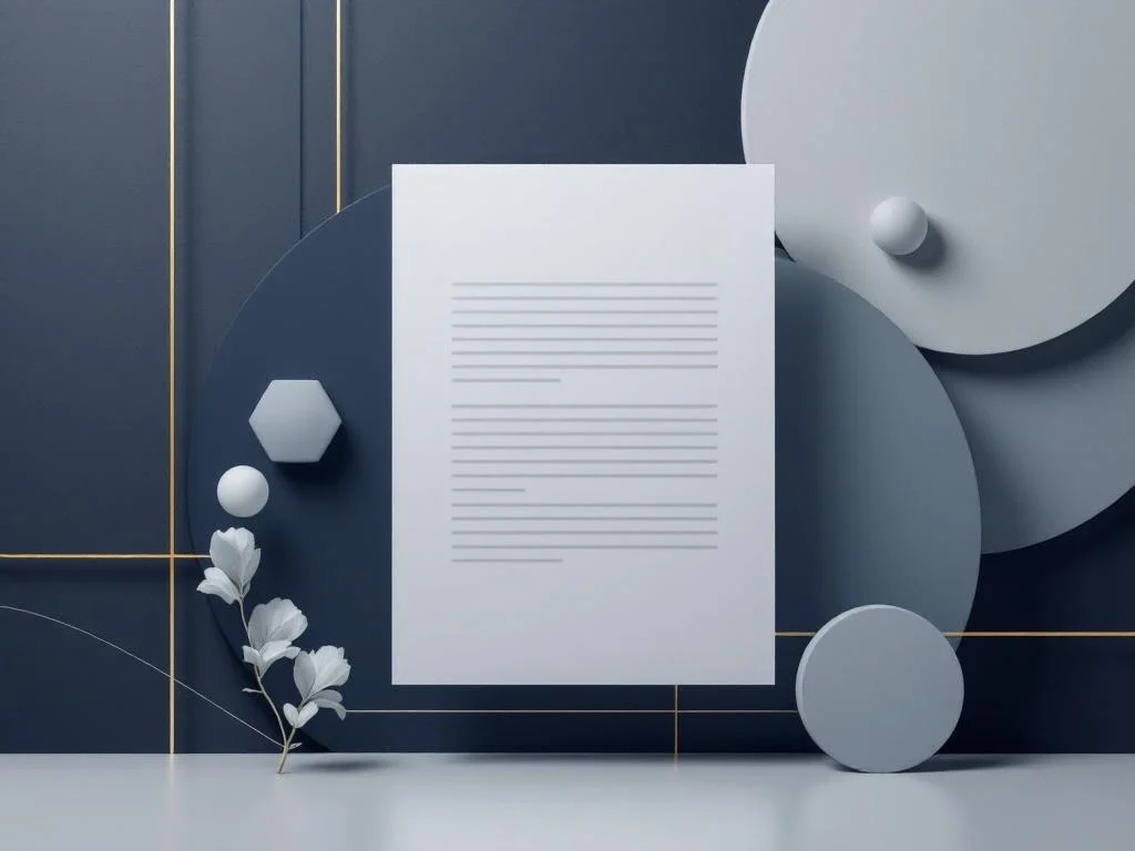 Wit contractdocument op professionele gradiënt achtergrond met gouden accenten en geometrische vormen